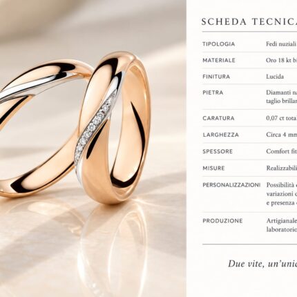 Fedi onda in oro bianco e rosa con diamanti